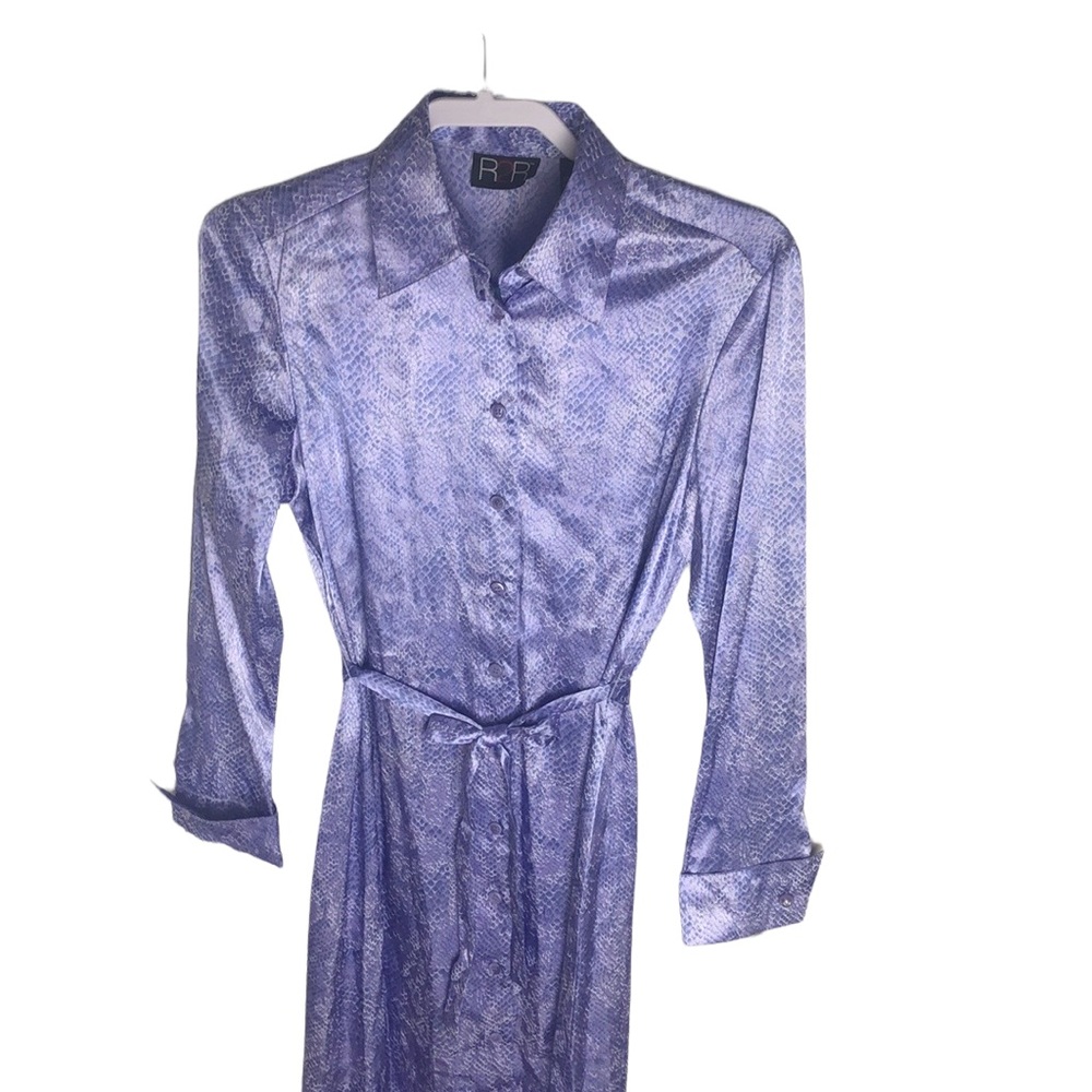 Purple Snake Print Button Front Collar Dress